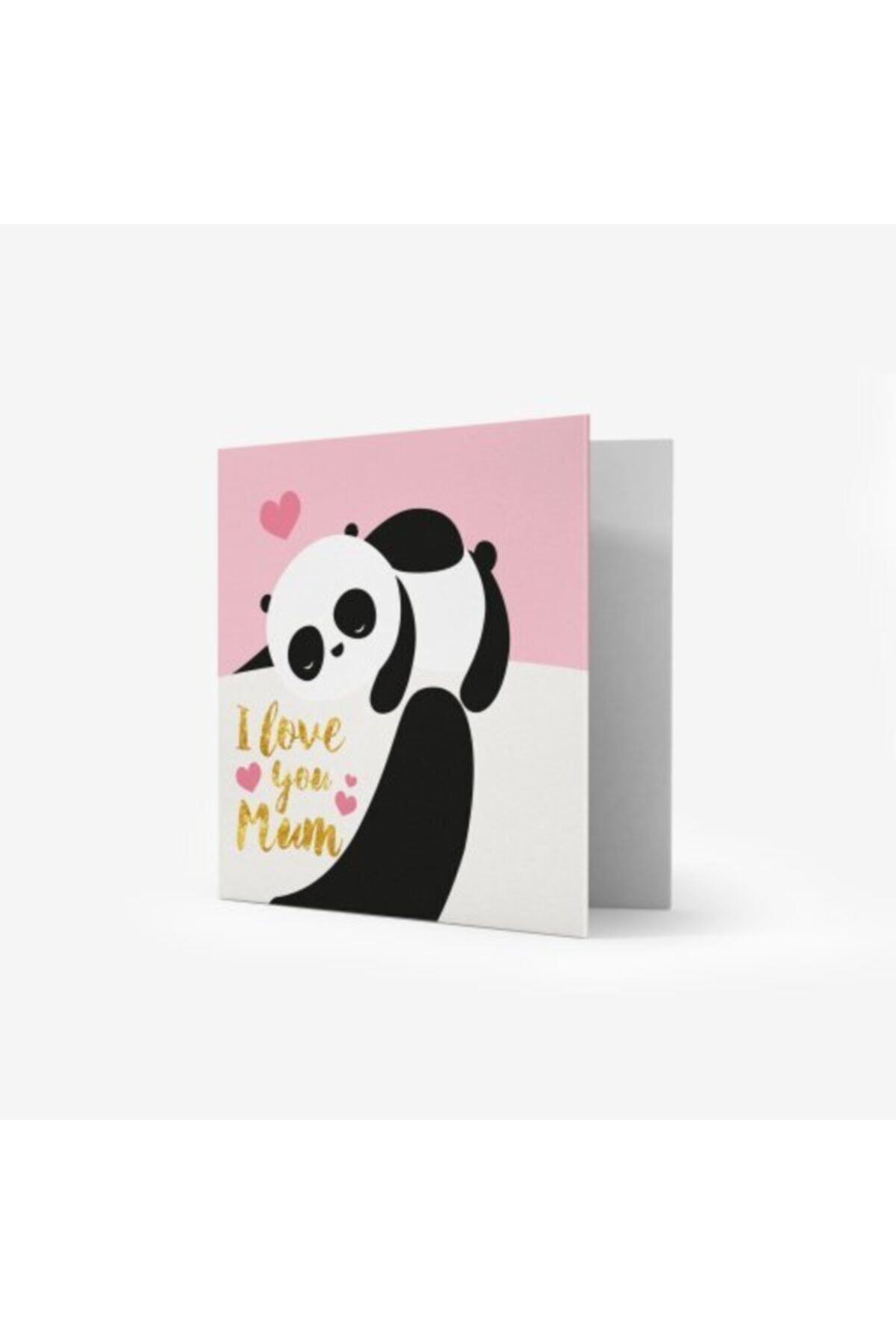 Mini Kare 7x7 Tebrik Kartı Ve Zarf Panda Mum
