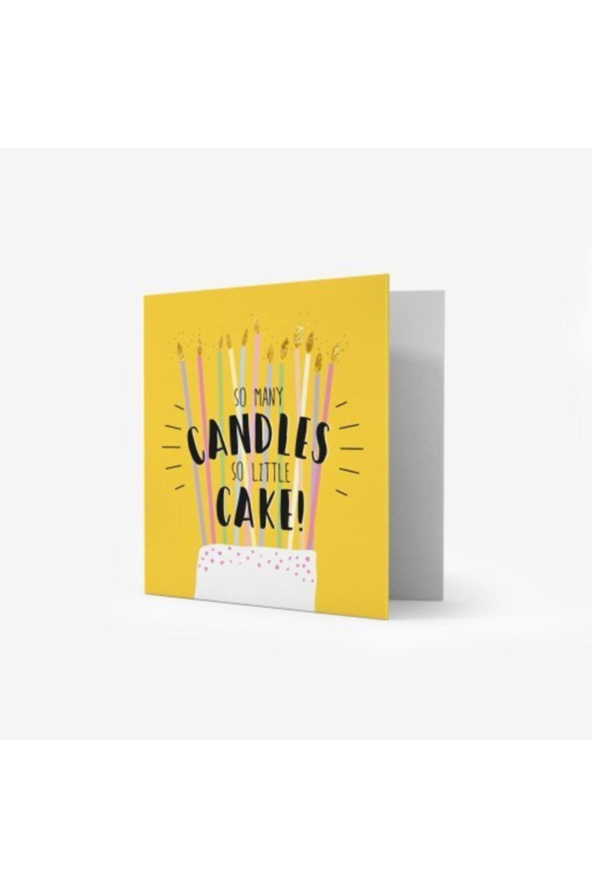 Sarı Baskılı Mini Kare Tebrik Kartı ve Zarf 7x7 cm