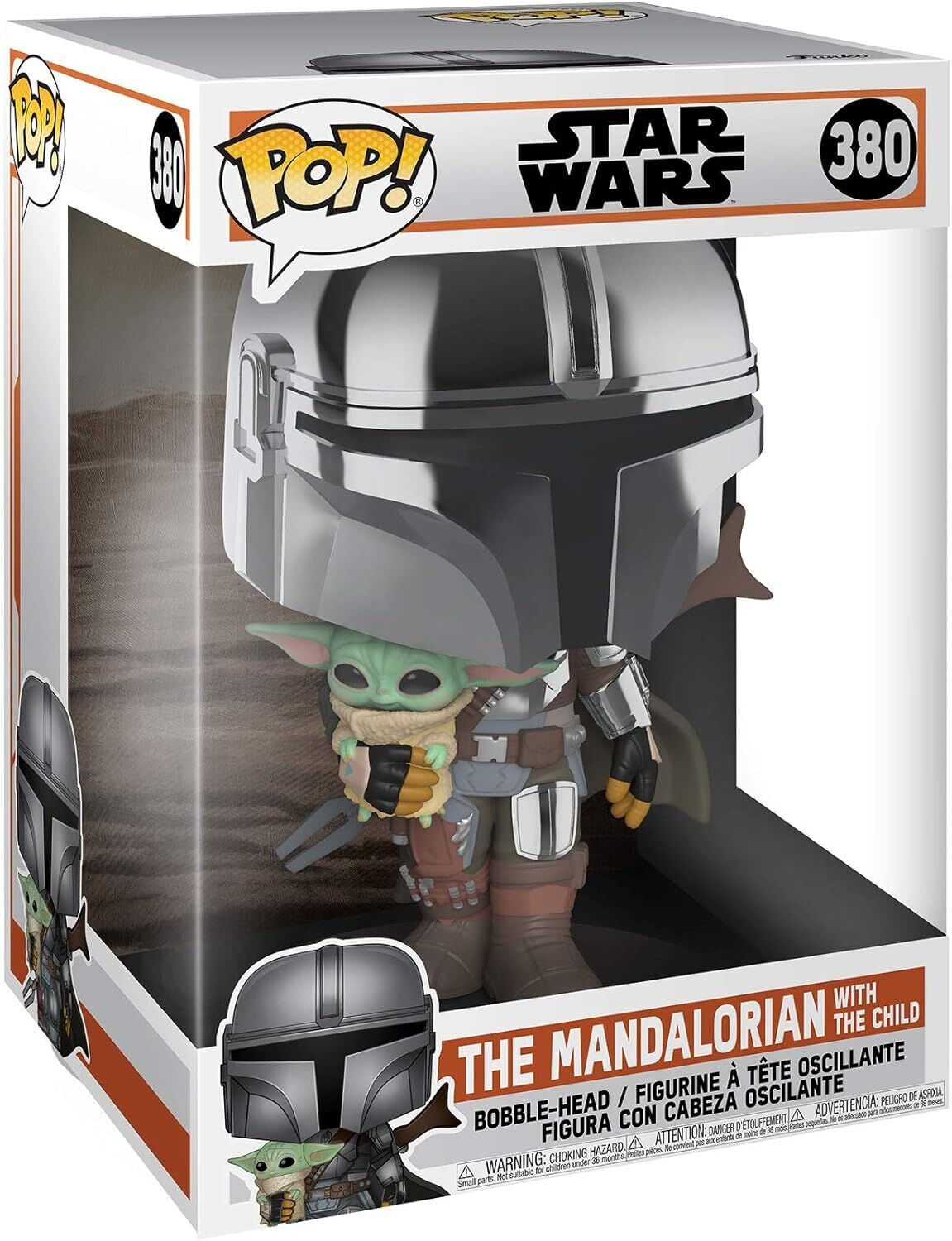 Funko Pop Star Wars - Chrome Mandalorian With The Yoda 25 Cm