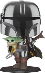 Funko Pop Star Wars - Chrome Mandalorian With The Yoda 25 Cm