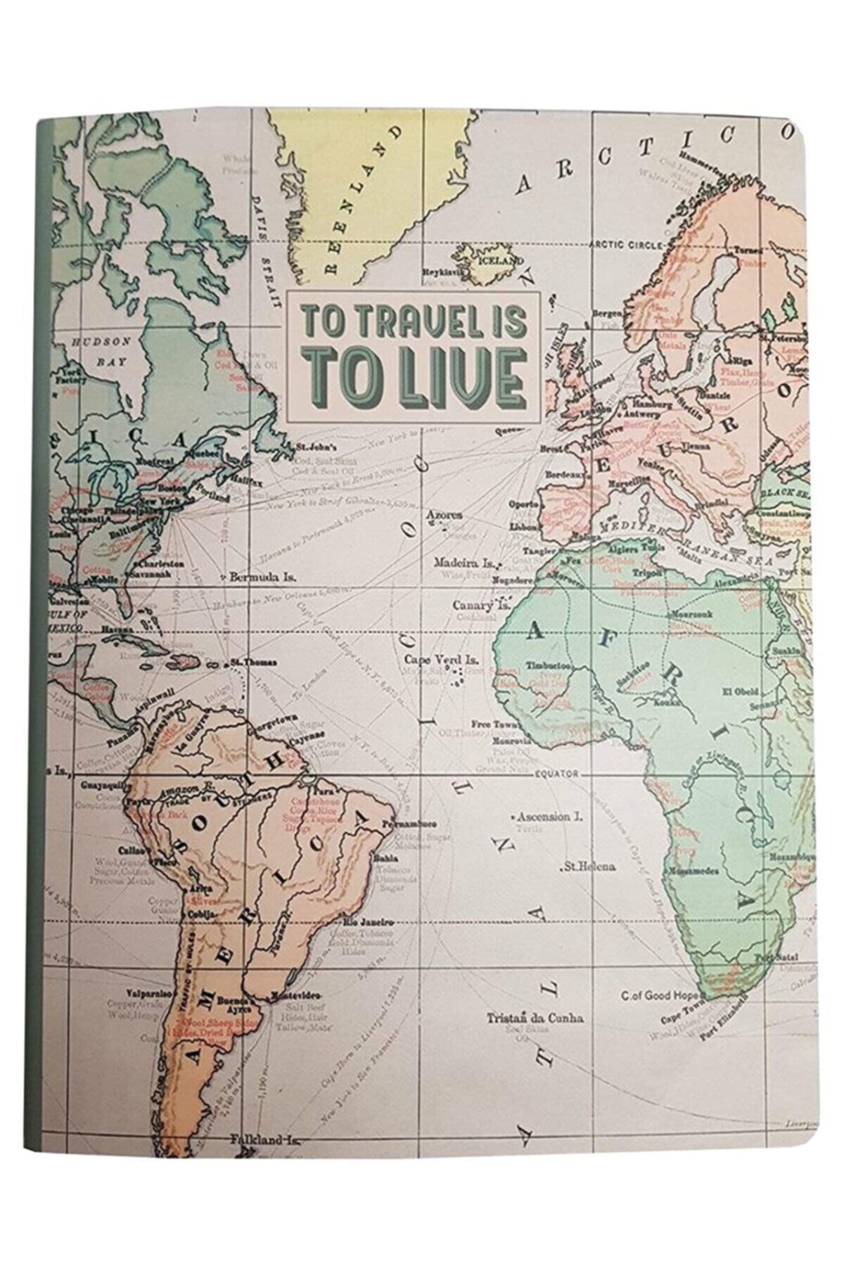 B5 Harita Desenli Defter Çizgili