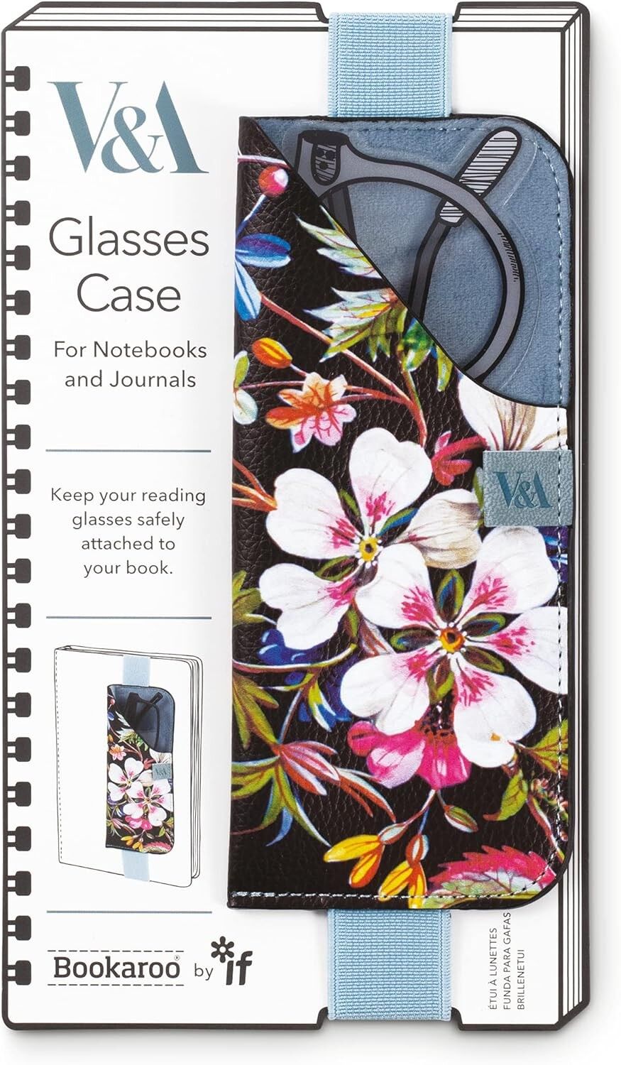Bookaroo Glasses Case -Siyah Çiçek Desenli