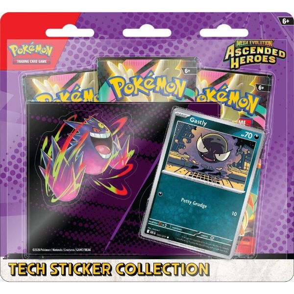 Pokemon Mega Evolution Ascended Heroes Tech Sticker Collection Gastly