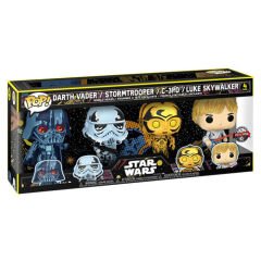 Funko Pop 4-Pack Retro Series: Disney Star Wars - Darth Vader / Stormtrooper / C-3PO / Luke Skywalker