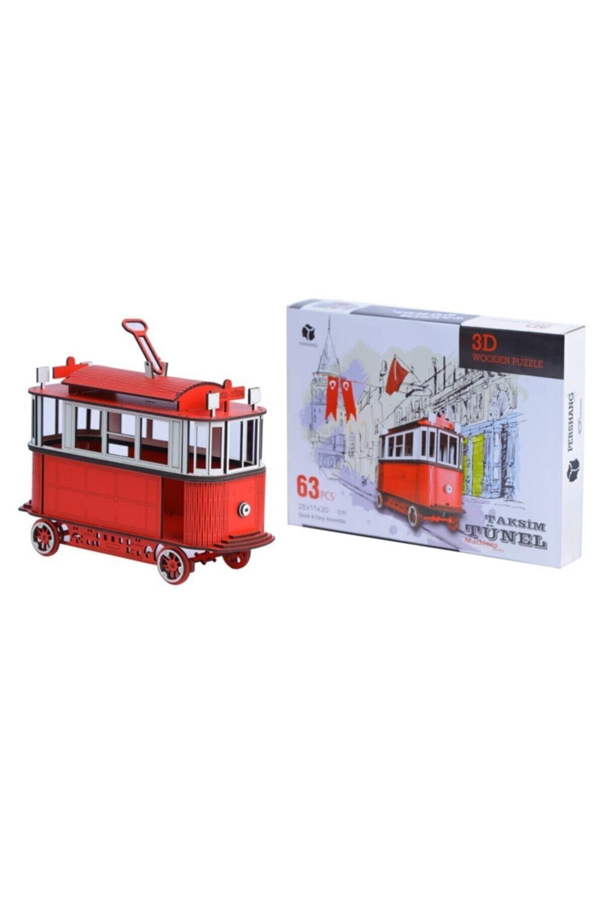 Ahşap Nostaljik Taksim Tramvay 3 Boyutlu Yapboz