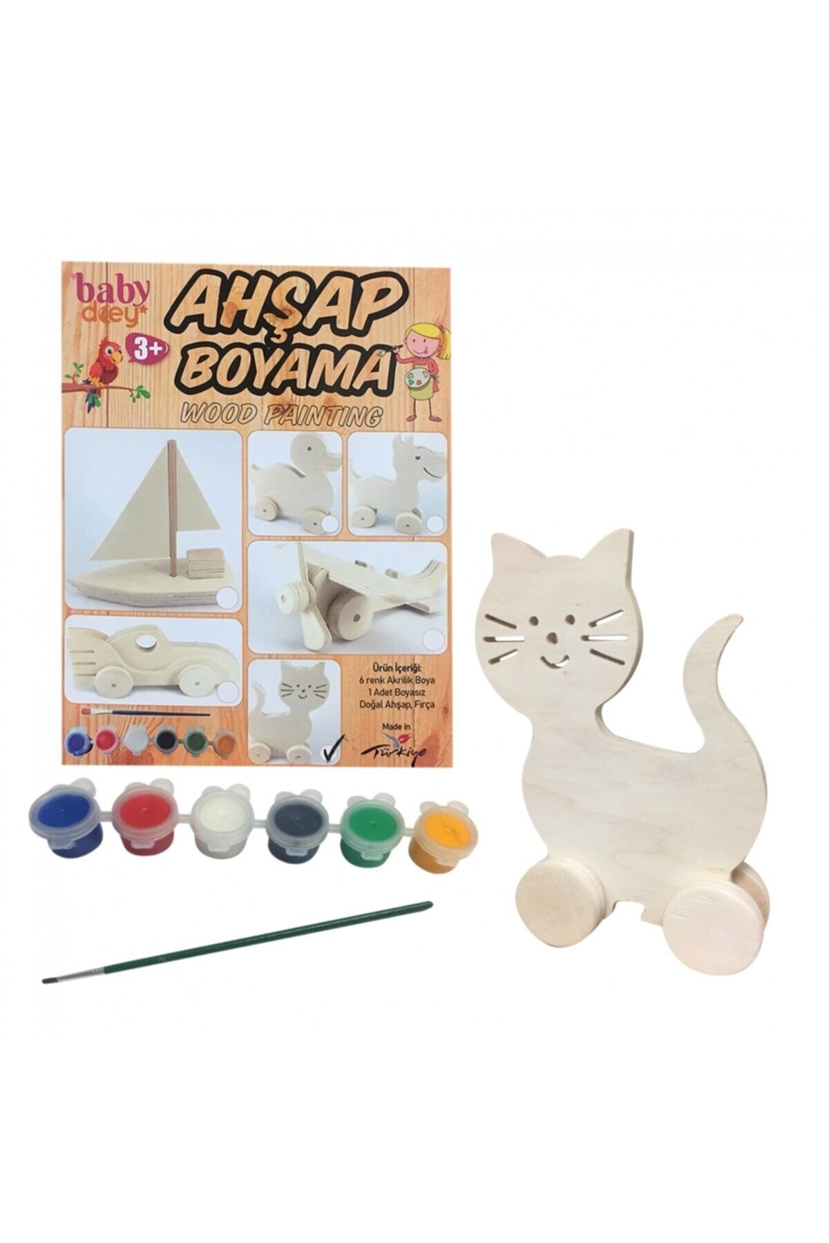Ahşap Boyama Seti Kedi