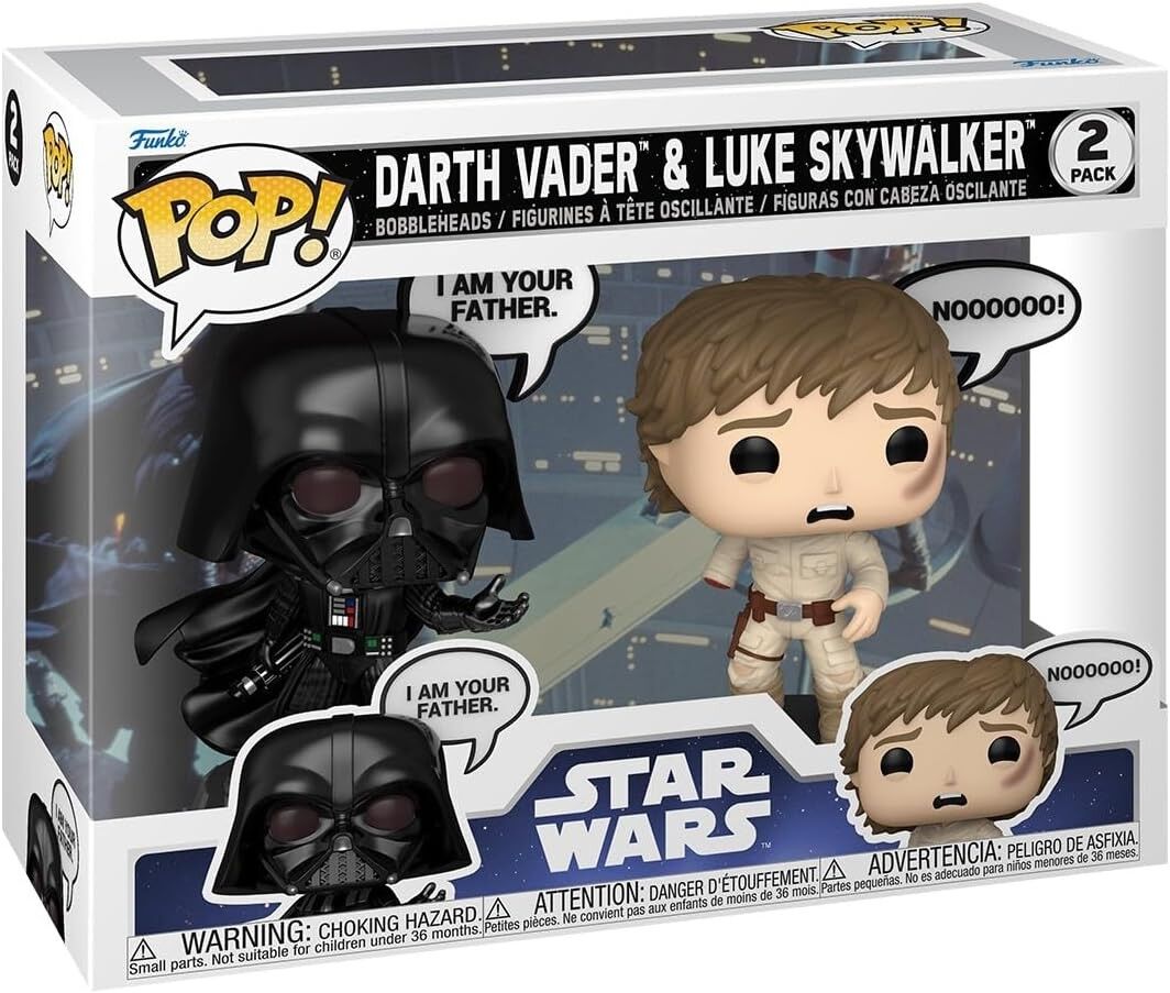 Pop 2-Pack Disney Star Wars Sayings - Darth Vader & Luke Skywalker Bobble-Head