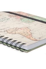 3 Ü 1 Arada Spiralli A4 Defter Harita Desen Karton Kapak