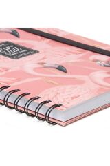 3 Ü 1 Arada Spiralli A4 Defter Flamingo Desen Karton Kapak