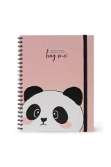 Spiralli A4 Defter Panda Desen Karton Kapak